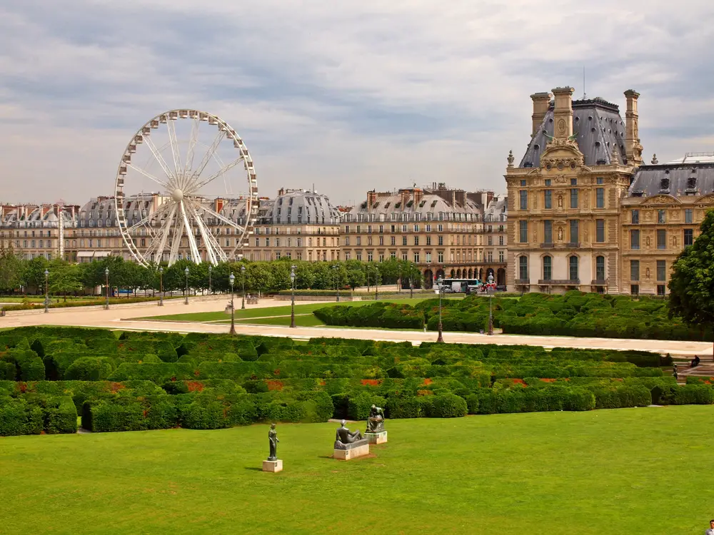 The Louvre Museum and labyrinth in Paris city